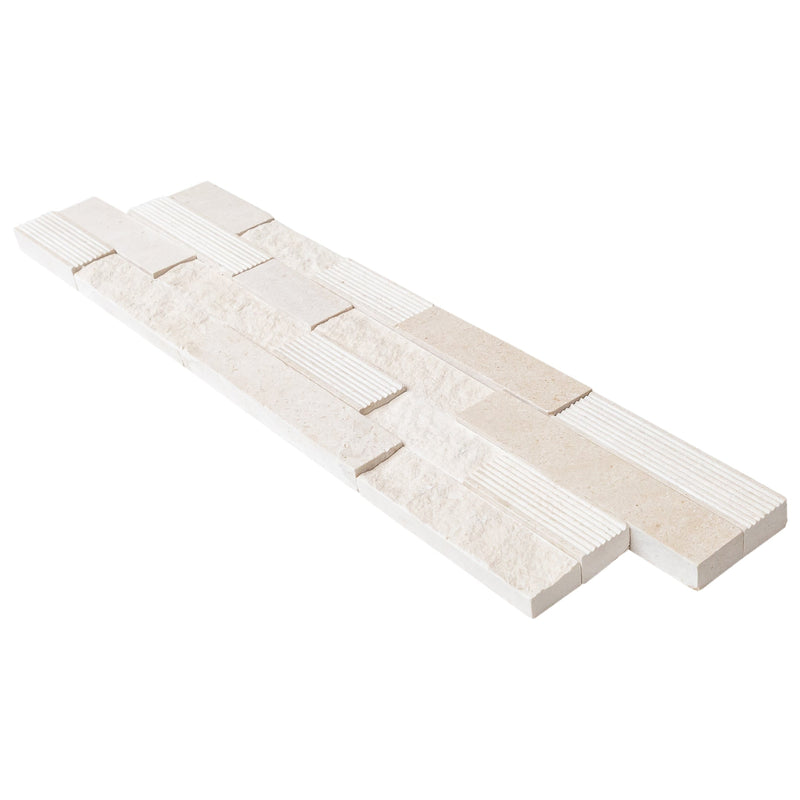 Mayra White Ledger Multi-surface 3D Panel 6"x24" Marble Wall Tile - Full Truckload