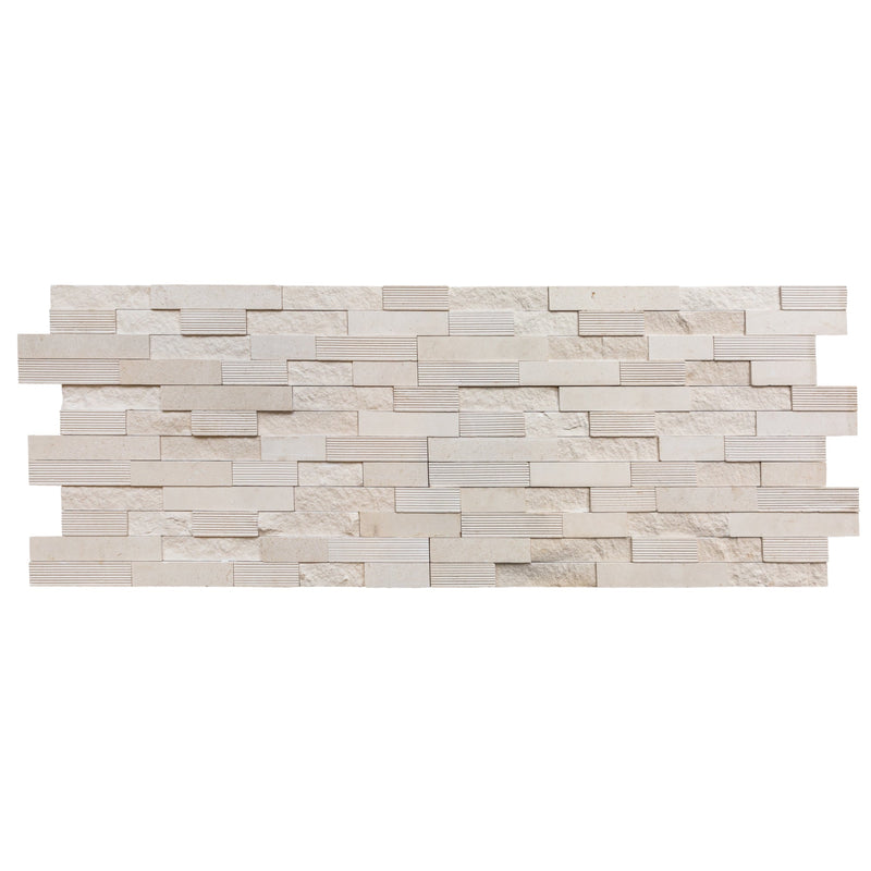 Mayra White Ledger Multi-surface 3D Panel 6"x24" Marble Wall Tile - Full Truckload