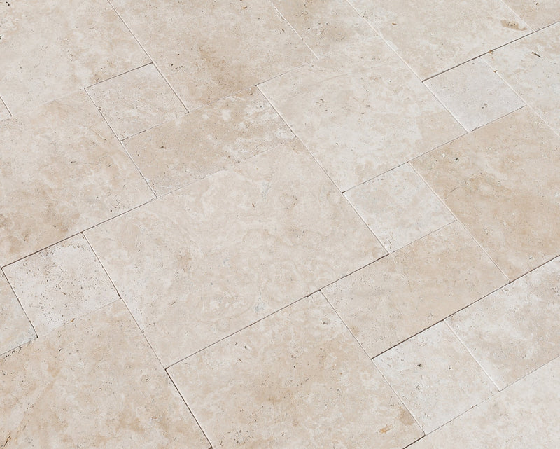 Miletos Ivory Travertine Pattern Tumbled Pavers - Full Truckload