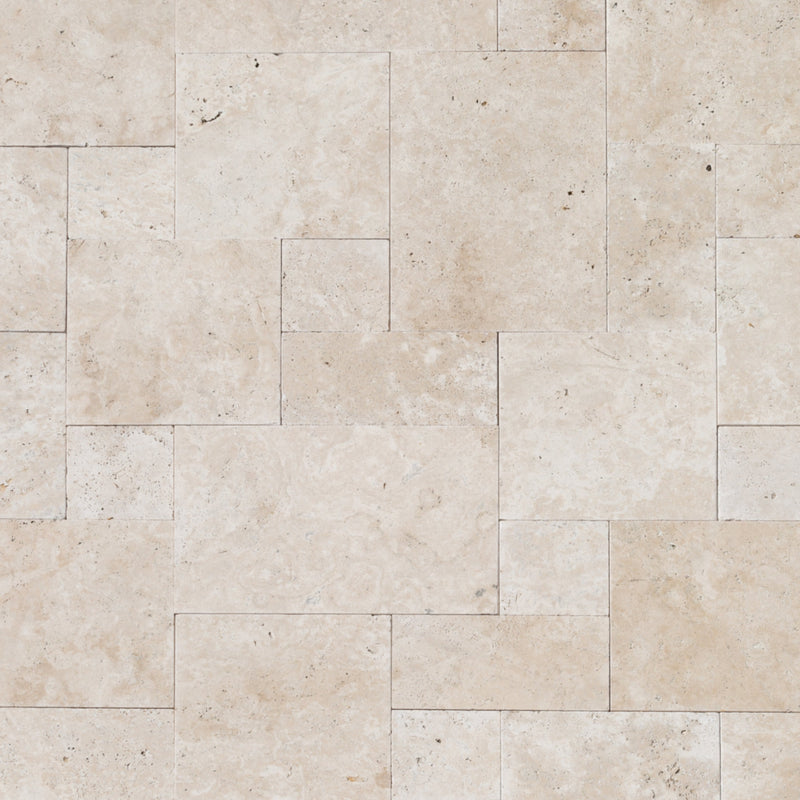 Miletos Ivory Travertine Pattern Tumbled Pavers - Full Truckload