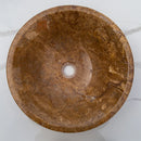 Noce Brown Travertine Powder Room Above Vanity V-Shape Tapered Sink (D)16" (H)6"