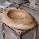 Noce Travertine Natural Stone Kayak Design Above Vanity Bathroom Vessel Sink (W)16" (L)23" (H)6"