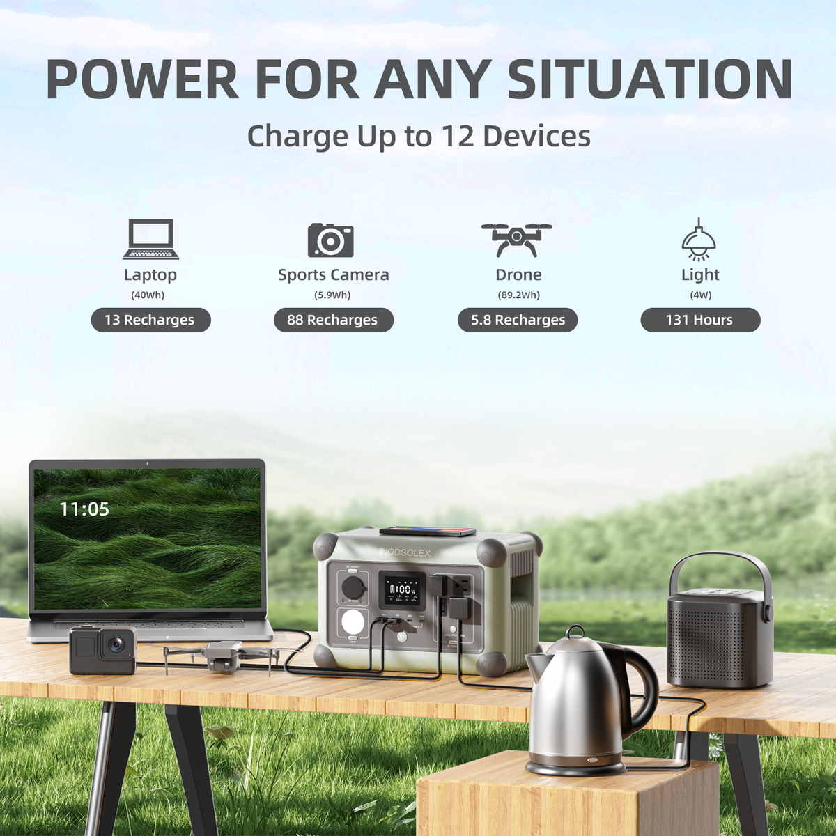 NODSOLEX Oasis 600W Portable Power Station | Wellbots | Free Shipping