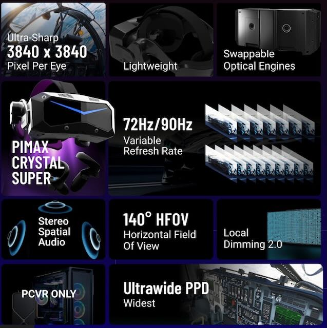 PIMAX Crystal Super - The World's First Retina-Level VR Headset - Ultra Wide 50PPD / Wellbots