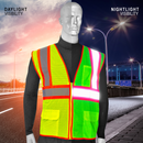 Printed Hi-Vis Two Toned Mesh Safety Vest with 2” Reflective Strips and Pockets - Lime