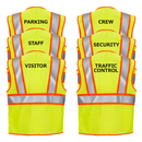 Printed Hi-Vis Two Toned Mesh Safety Vest with 2” Reflective Strips and Pockets - Lime