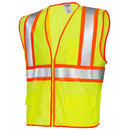 Printed Hi-Vis Two Toned Mesh Safety Vest with 2” Reflective Strips and Pockets - Lime