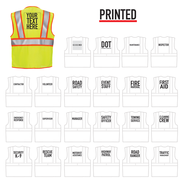 Pre-Printed Hi-Vis Two Toned Mesh Lime Safety Vest
