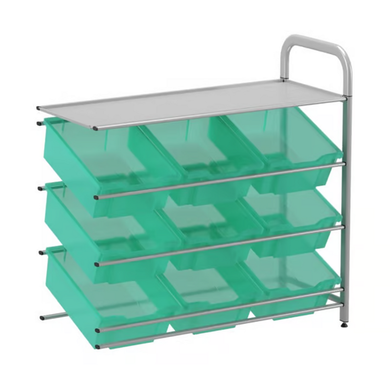 Gratnells Callero Custom Low Level 9 Deep Tilting Tray Starter Unit  16.9x40.2x38.8in