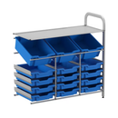 Gratnells Callero Custom Low Level 3 Deep Tilting & 12 Shallow Tray Adder Unit  16.9x39.4x32.5in
