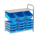 Gratnells Callero Custom Low Level 3 Deep Tilting & 12 Shallow Tray Adder Unit  16.9x39.4x32.5in