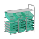 Gratnells Callero Custom Low Level 3 Deep Tilting & 12 Shallow Tray Adder Unit  16.9x39.4x32.5in