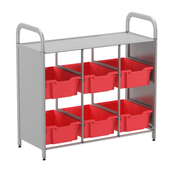 Gratnells Callero Custom Low Level 6 Deep Tray Library Starter Unit  16.9x40.2x38.8in