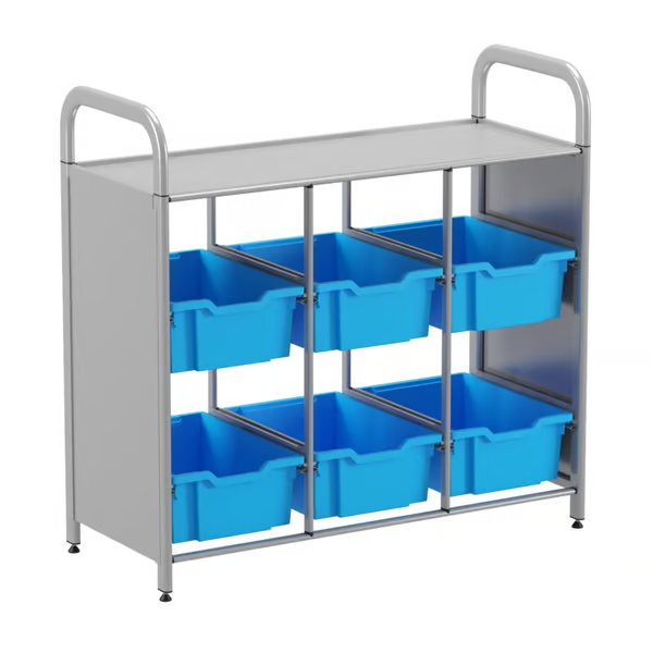 Gratnells Callero Custom Low Level 6 Deep Tray Library Starter Unit  16.9x40.2x38.8in