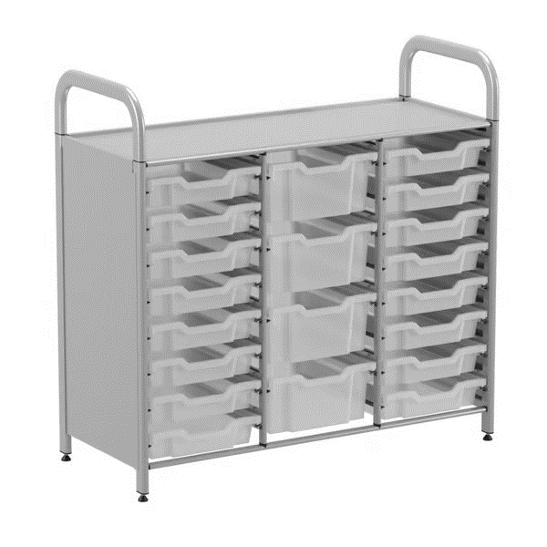 Gratnells Callero Custom Low Level 16 Shallow & 4 Deep Tray Starter Unit  16.9x40.2x38.8in