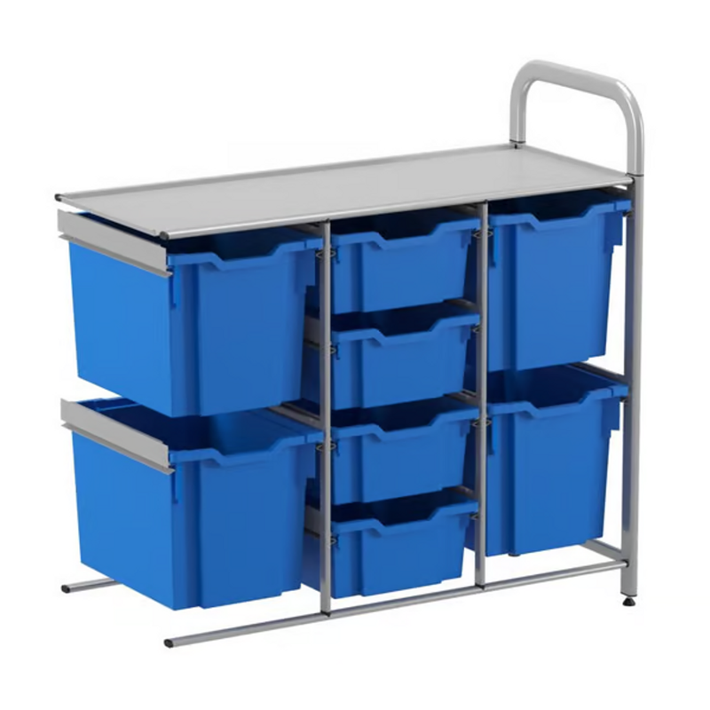Gratnells Callero Custom Low Level 4 Deep & 4 Jumbo Tray Starter Unit  16.9x40.2x38.8in