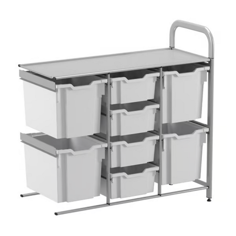 Gratnells Callero Custom Low Level 4 Deep & 4 Jumbo Tray Starter Unit  16.9x40.2x38.8in