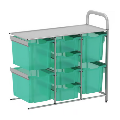 Gratnells Callero Custom Low Level 4 Deep & 4 Jumbo Tray Adder Unit  16.9x39.4x32.5in