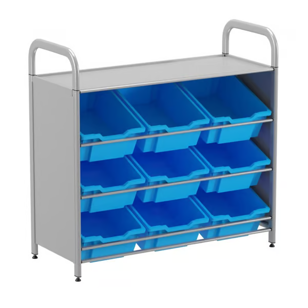 Gratnells Callero Custom Low Level 9 Deep Tilting Tray Starter Unit  16.9x40.2x38.8in
