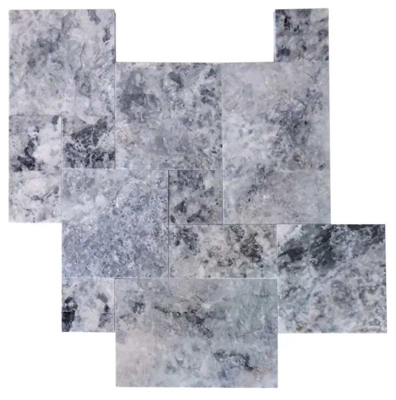 Platinum Silver Marble Pattern Tumbled Pavers - Full Truckload