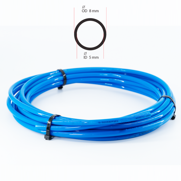 Polyurethane (PU) Pneumatic Tubing Blue, Roll of 8mm x 5mm x 5m (16.4ft)