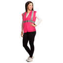 Printed Hi-Vis Mesh Safety Vest with 2” Reflective Strips and Pocket - PinkFit Collection