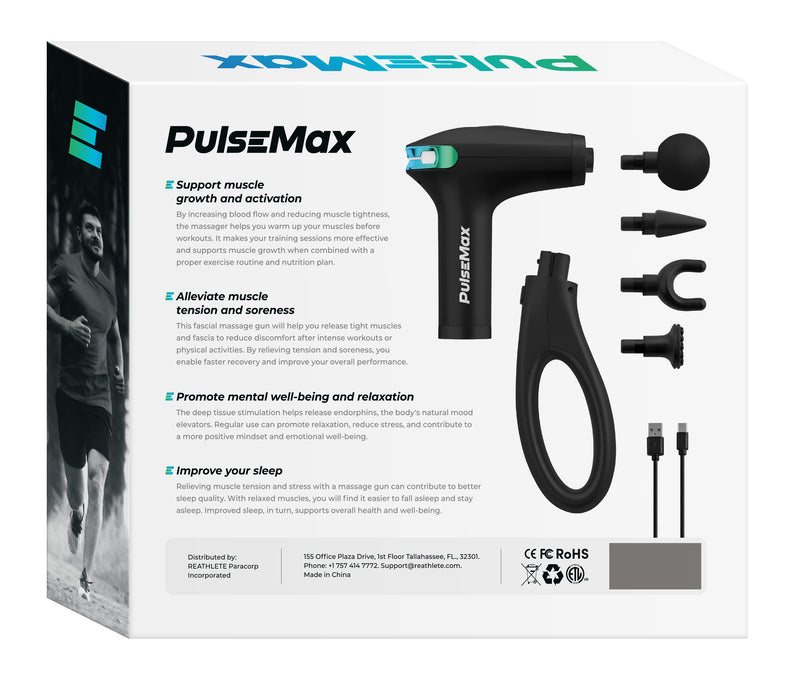 Pistola de masaje con mango extendido Reathlete PulseMax