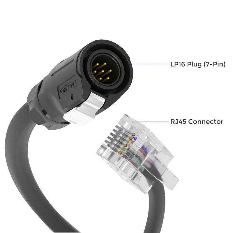 Cable de comunicación Renogy LP16 con conector (7 pines) a RJ45 de 20 pies (sin fuente de alimentación de 12 V)