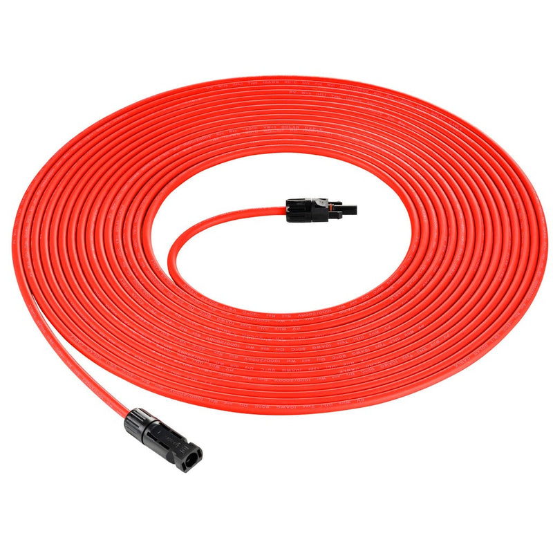Rich Solar 10 Gauge Solar Panel Extension Cable with Male and Female Solar Connector Ends | 100 Feet Red & Black (Set)