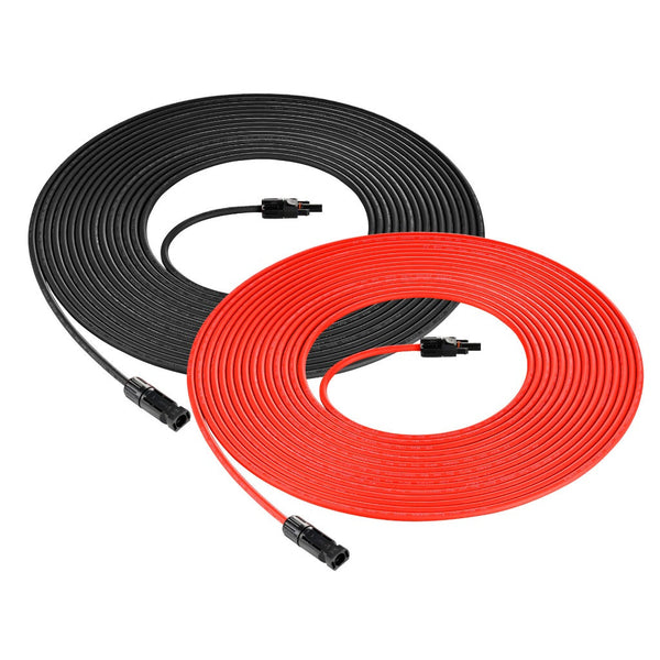 Rich Solar 10 Gauge Solar Panel Extension Cable with Male and Female Solar Connector Ends | 100 Feet Red & Black (Set)