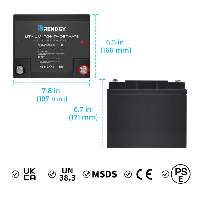 Renogy RNG-BATT-LFP-12-50 - Lithium-Iron Phosphate Battery 12 Volt 50Ah