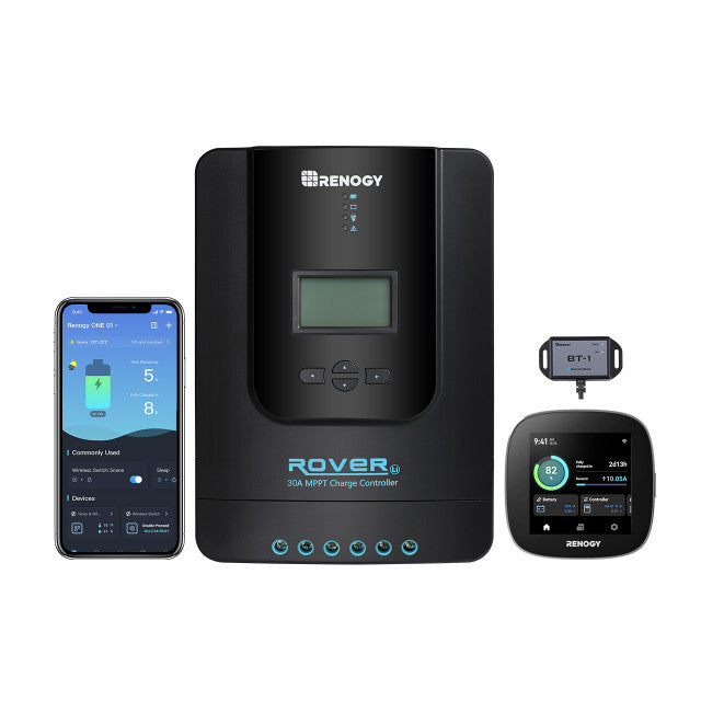 Renogy Rover Li 30 Amp MPPT Solar Charge Controller with Bluetooth Module+Renogy One Core