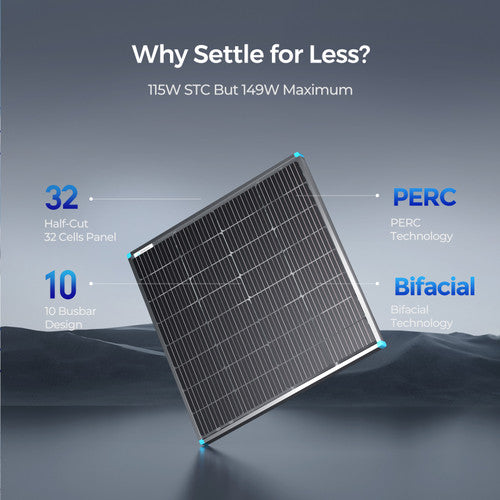 Renogy Bifacial 115 Watt 12 Volt Monocrystalline Solar Panel