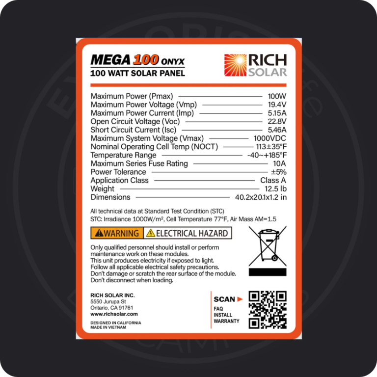 Rich Solar MEGA 100 ONYX | 100 Watt Black Solar Panel