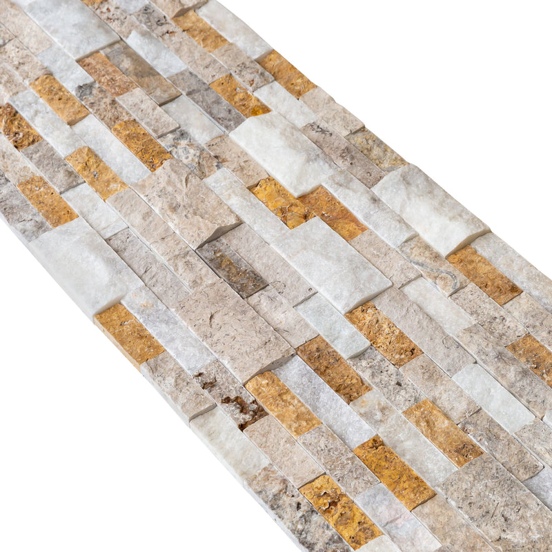 Riverrock Mixed Ledger 3D Panel 6"x24" Natural Marble Wall Tile - Full Truckload