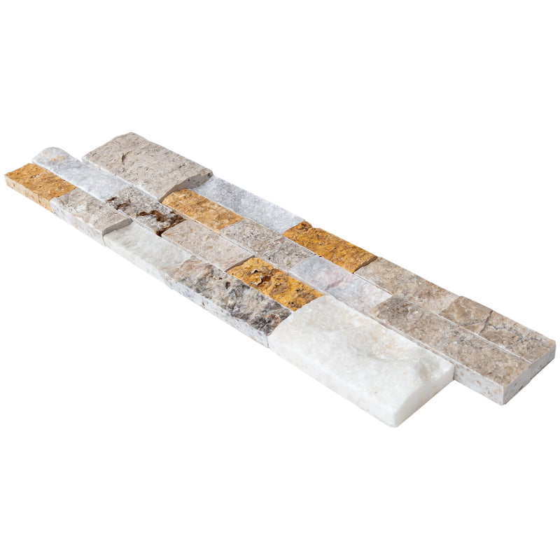 Riverrock Mixed Ledger 3D Panel 6"x24" Natural Marble Wall Tile - Full Truckload