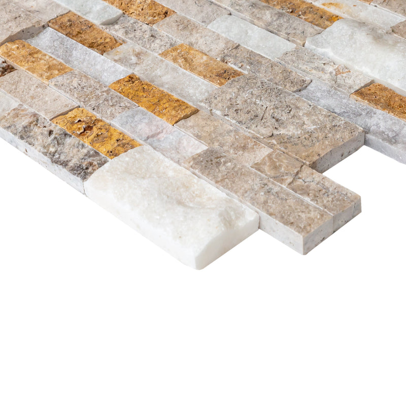 Riverrock Mixed Ledger 3D Panel 6"x24" Natural Marble Wall Tile - Full Truckload