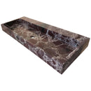 Rosso Levanto Marble Rectangular Wall-mount Sink (W)20" (L)48" (H)5"
