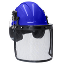 Safety Cap-Style Helmet Kit with Iron Mesh Face Shield and Earmuffs