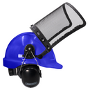 Safety Cap-Style Helmet Kit with Iron Mesh Face Shield and Earmuffs