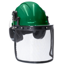 Safety Cap-Style Helmet Kit with Iron Mesh Face Shield and Earmuffs