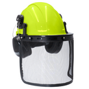 Safety Cap-Style Helmet Kit with Iron Mesh Face Shield and Earmuffs
