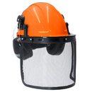 Safety Cap-Style Helmet Kit with Iron Mesh Face Shield and Earmuffs