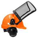 Safety Cap-Style Helmet Kit with Iron Mesh Face Shield and Earmuffs