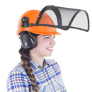 Safety Cap-Style Helmet Kit with Iron Mesh Face Shield and Earmuffs