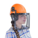 Safety Cap-Style Helmet Kit with Iron Mesh Face Shield and Earmuffs