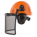 Safety Cap-Style Helmet Kit with Iron Mesh Face Shield and Earmuffs
