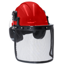 Safety Cap-Style Helmet Kit with Iron Mesh Face Shield and Earmuffs