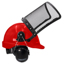 Safety Cap-Style Helmet Kit with Iron Mesh Face Shield and Earmuffs
