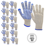Guantes Multiusos de Seguridad de Punto con Palma Punteada de PVC Antideslizante – Paquete de 12